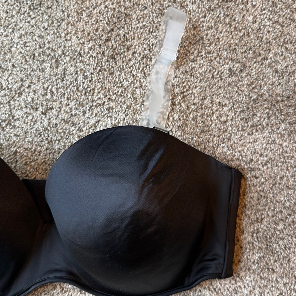 Cacique Black Strapless Bra with Sheer Straps - Picture 2 of 6